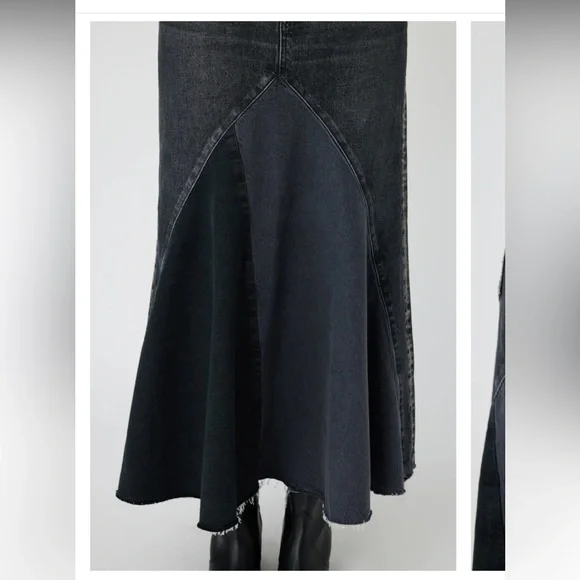 Moussy Vintage Vicksburg 100% Cotton Black Denim Frayed Hem Maxi Skirt NWT Sz 23 - Picture 9 of 13